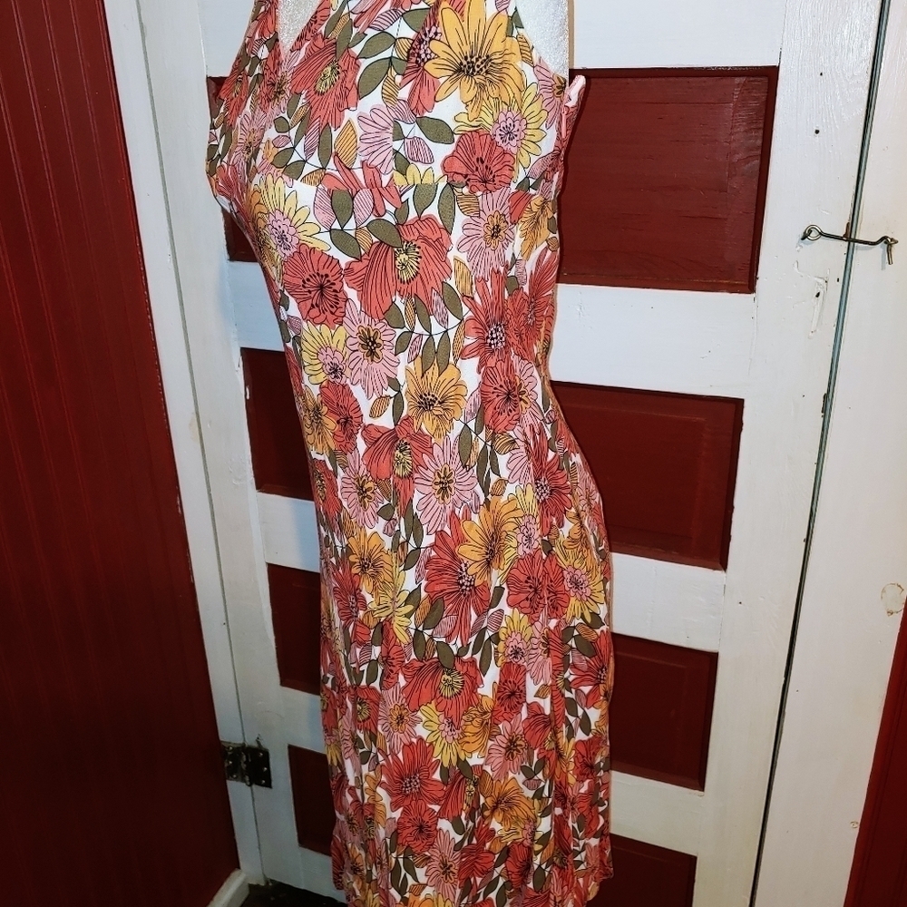 LOFT Floral Halter Dress Rayon 10 - Picture 4 of 7